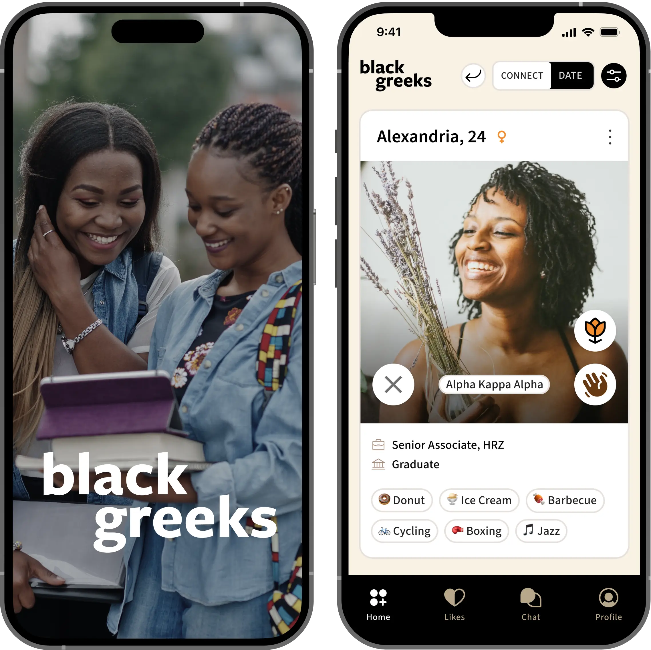 Graphic highlighting a Black online dating platform, with images of diverse couples and a focus on love and relationships.