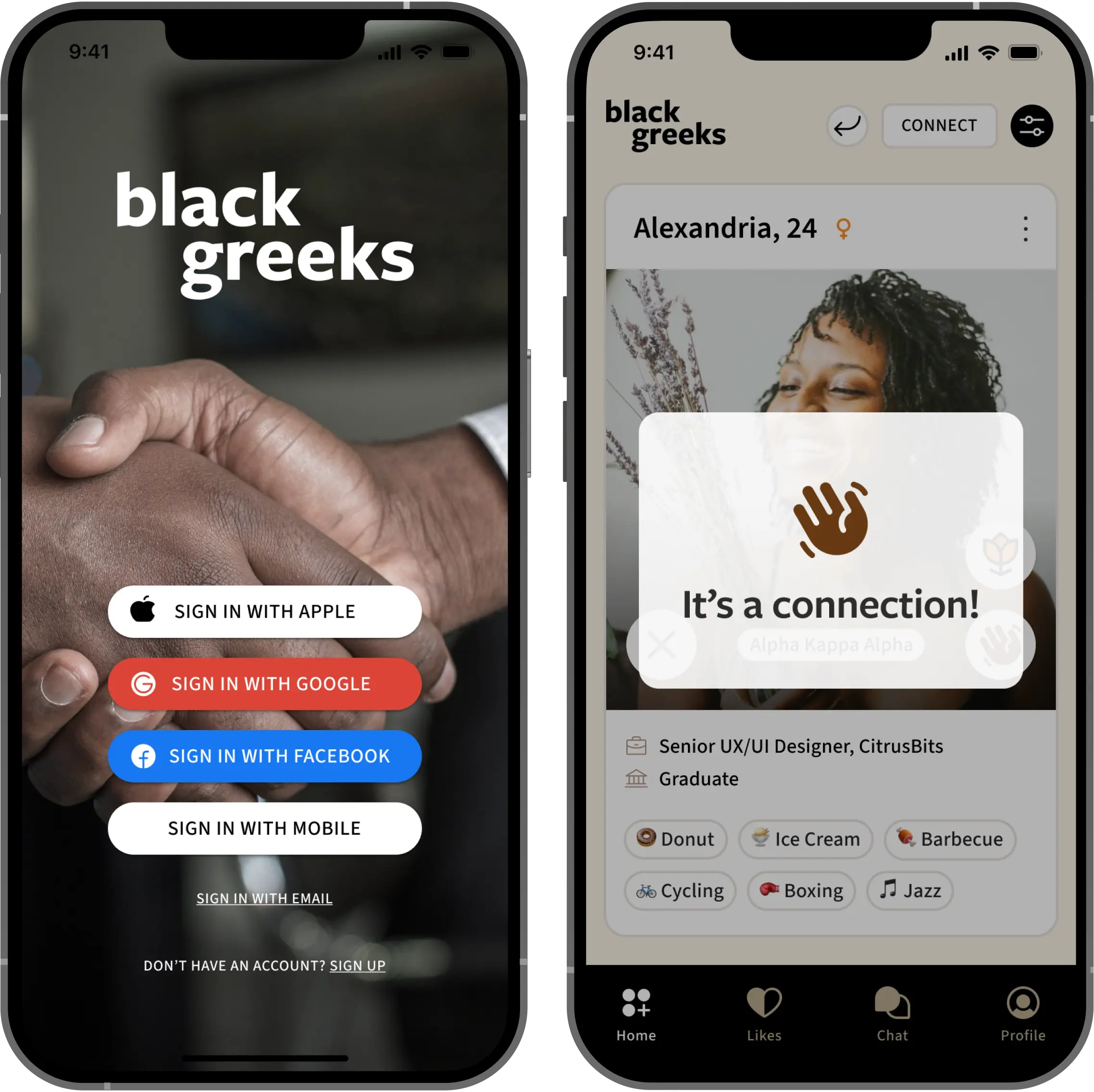 Image of a Black dating app screen, highlighting user profiles and interaction tools for online dating.